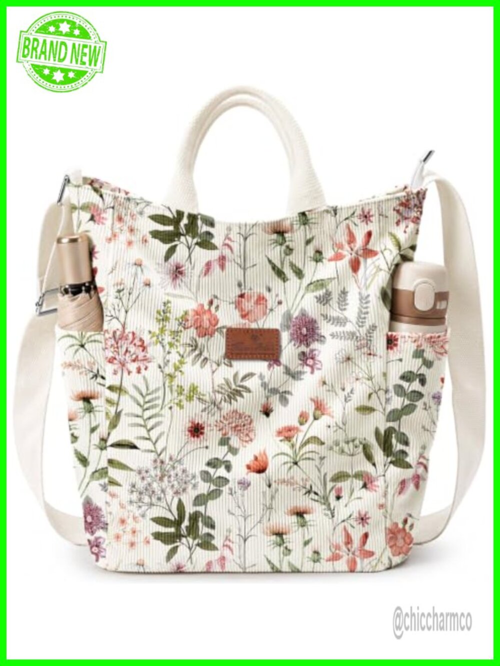 Women's Large Corduroy Crossbody Tote Bag Shoulder Commute